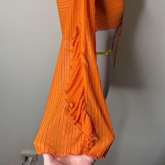 Zara Orange Off Shoulder Crop Top - Picture 8 of 9